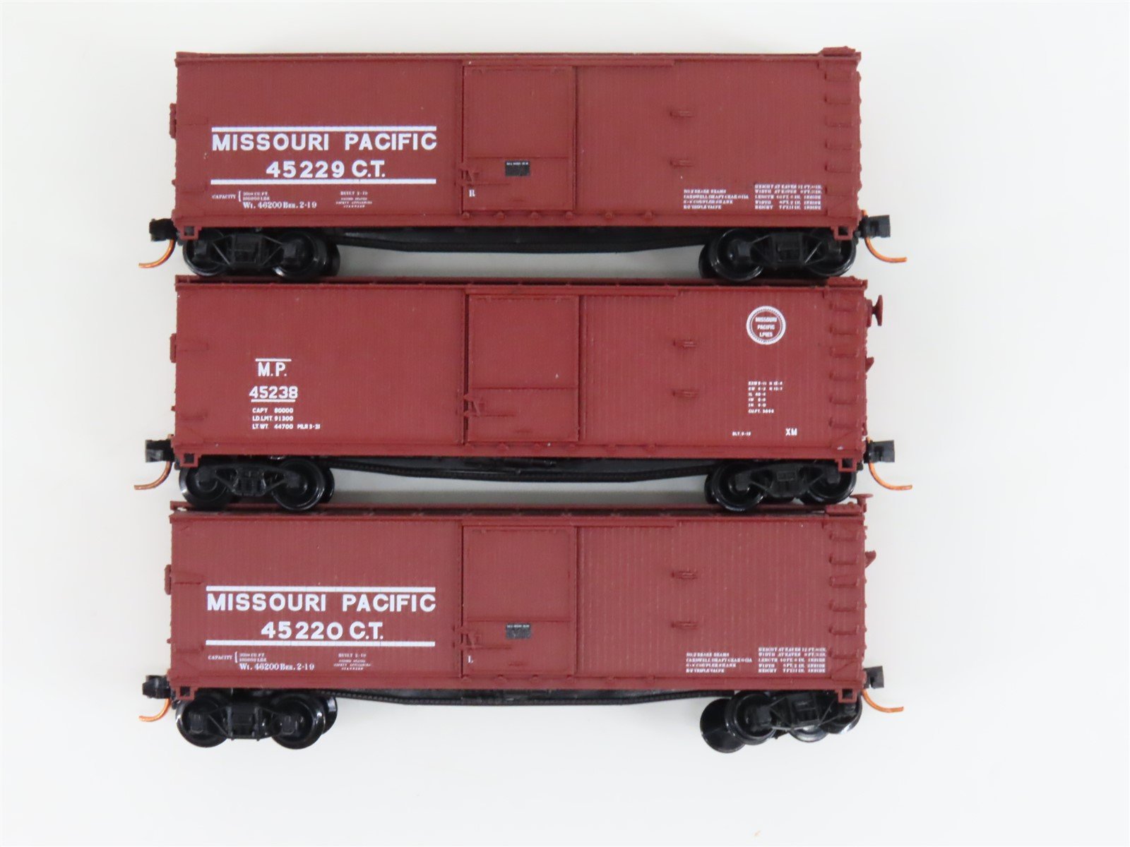 LOT of 3 N Scale Atlas MP Missouri Pacific Railroad Single Door Box Cars
