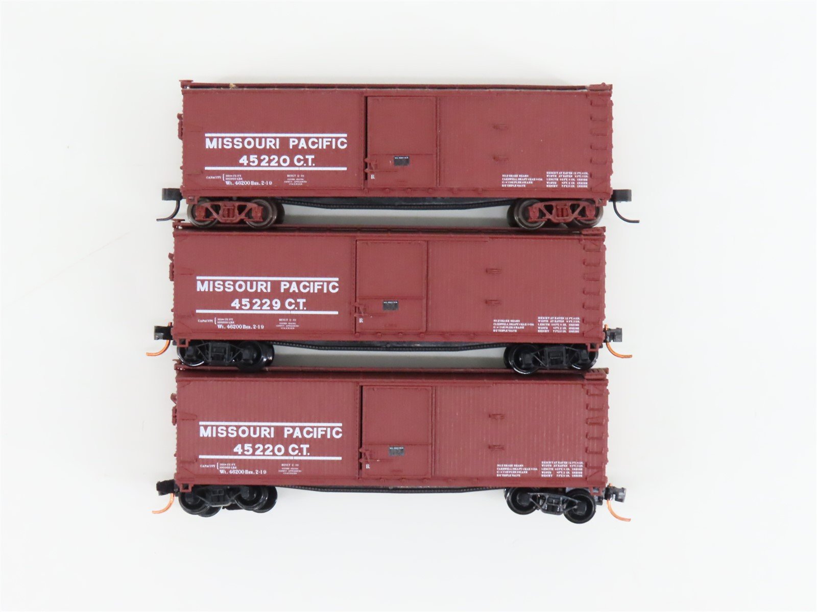 LOT of 3 N Scale Atlas MP Missouri Pacific Railroad Single Door Box Cars