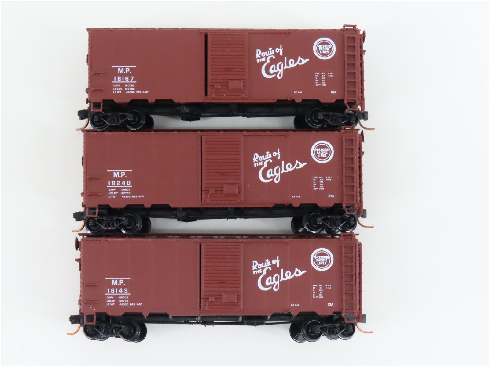 LOT of 3 N Scale InterMountain MP Missouri Pacific Eagles Single Door Box Cars