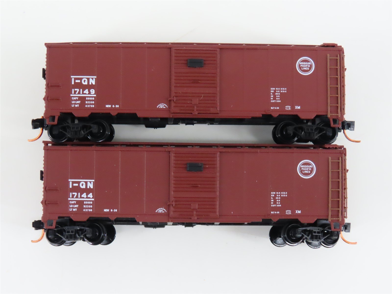 LOT of 2 N Scale Atlas I-GN MP Missouri Pacific Lines Single Door Box Car