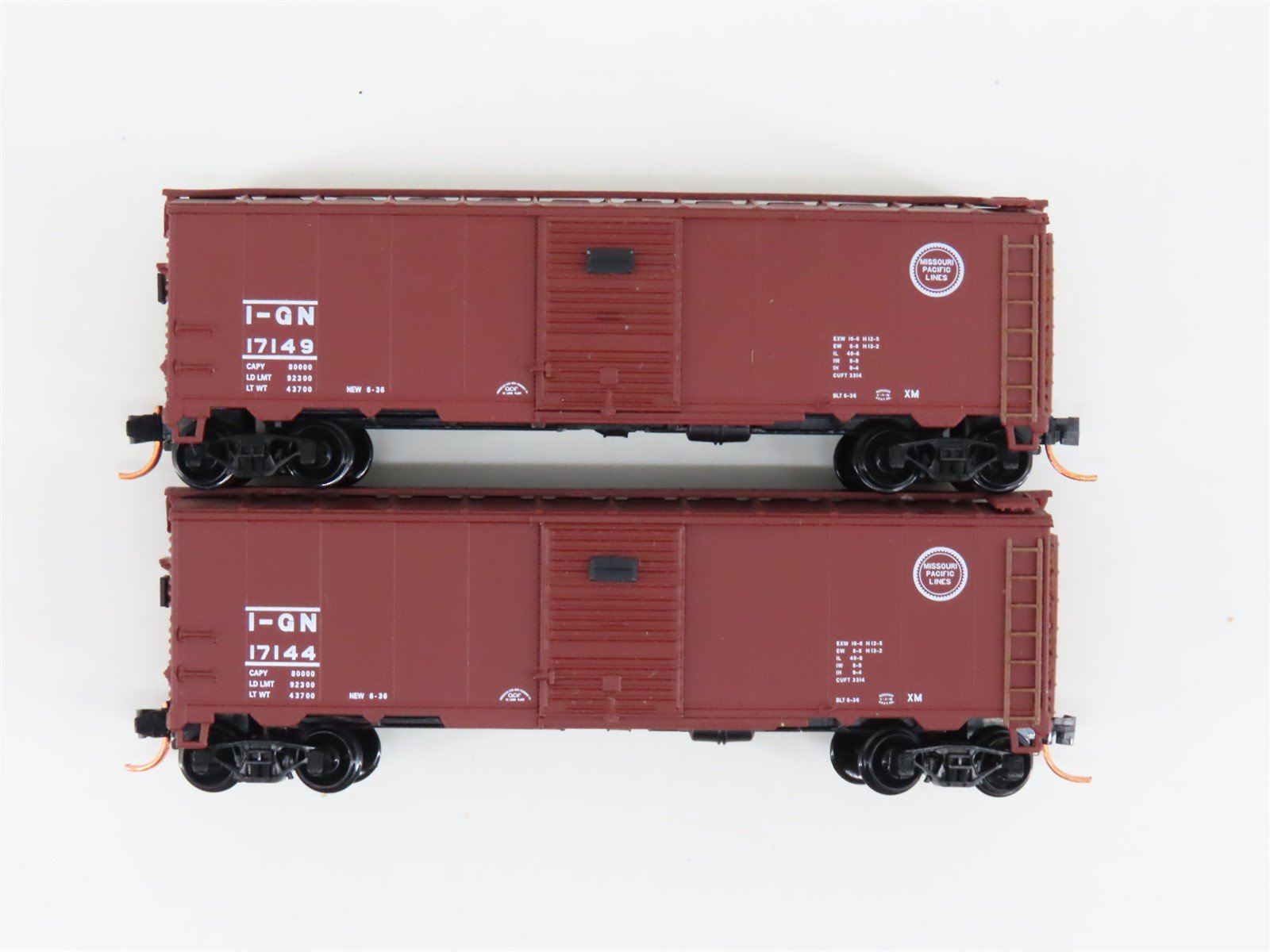 LOT of 2 N Scale Atlas I-GN MP Missouri Pacific Lines Single Door Box Car