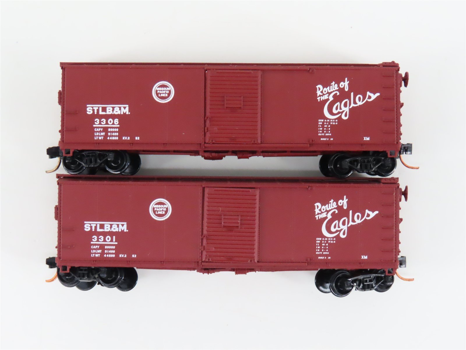 LOT of 2 N Scale Atlas STLB&M MP Missouri Pacific Eagles Single Door Box Cars