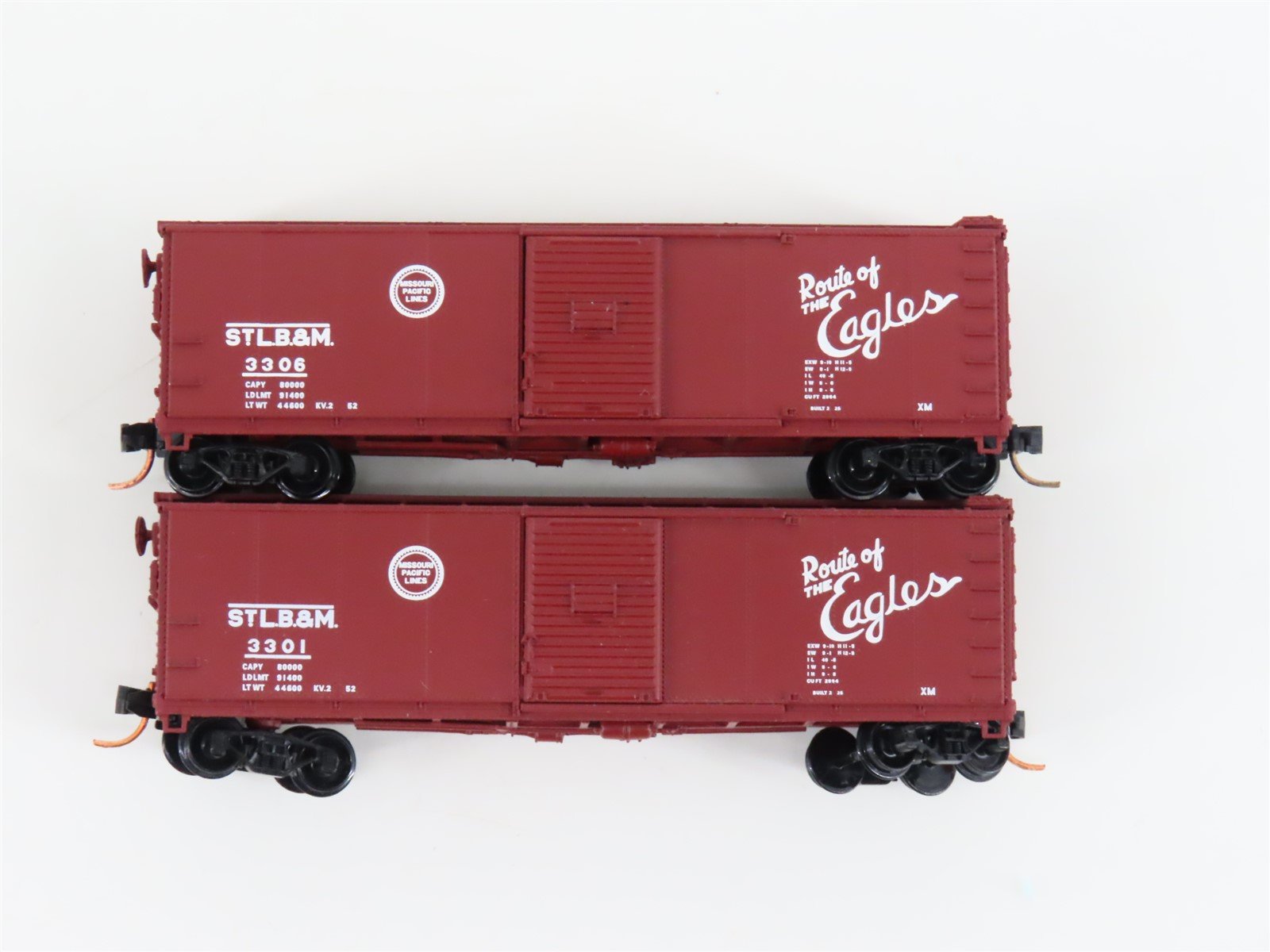 LOT of 2 N Scale Atlas STLB&M MP Missouri Pacific Eagles Single Door Box Cars