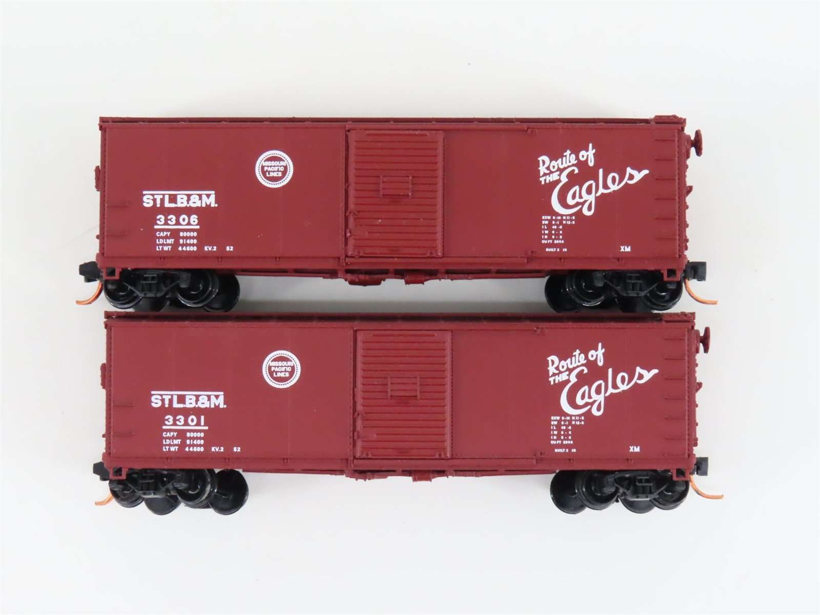LOT of 2 N Scale Atlas STLB&M MP Missouri Pacific Eagles Single Door Box Cars