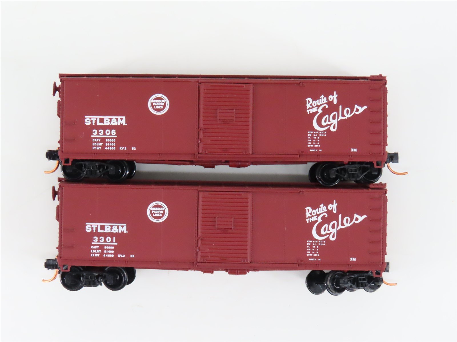 LOT of 2 N Scale Atlas STLB&M MP Missouri Pacific Eagles Single Door Box Cars