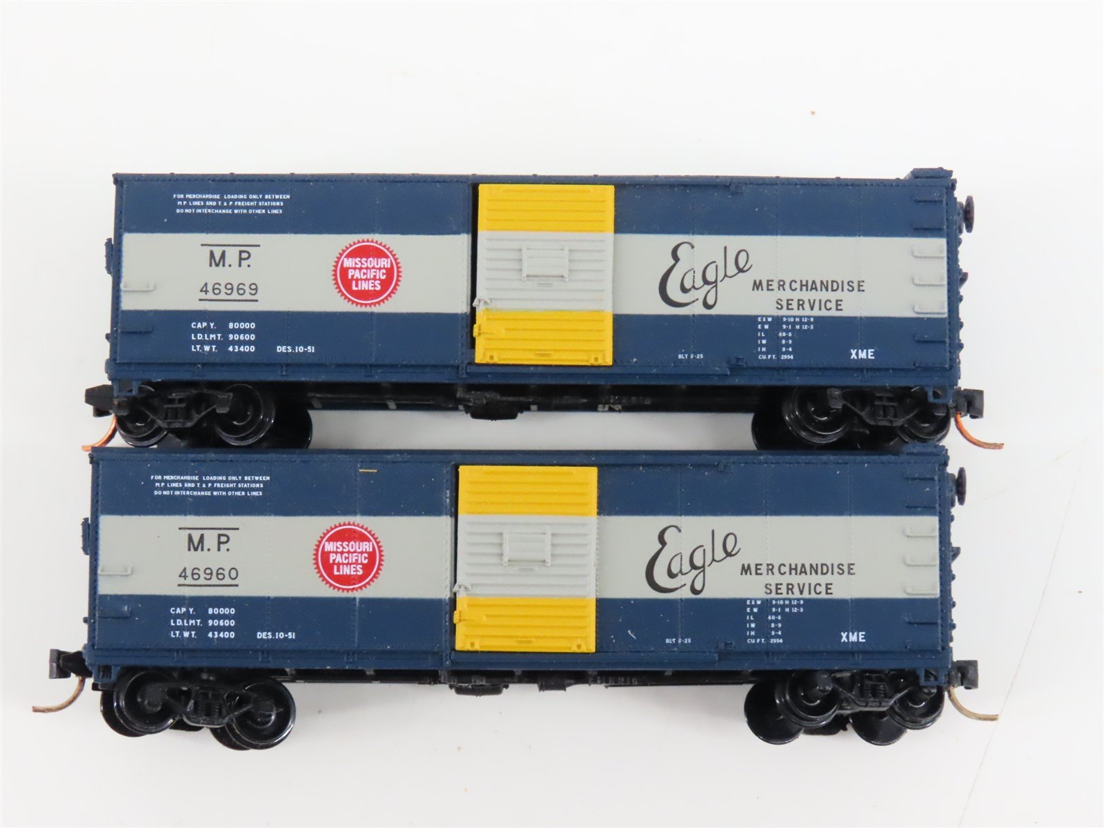 LOT of 2 N Scale Atlas MP Missouri Pacific Eagle Single Door Box Car #46960
