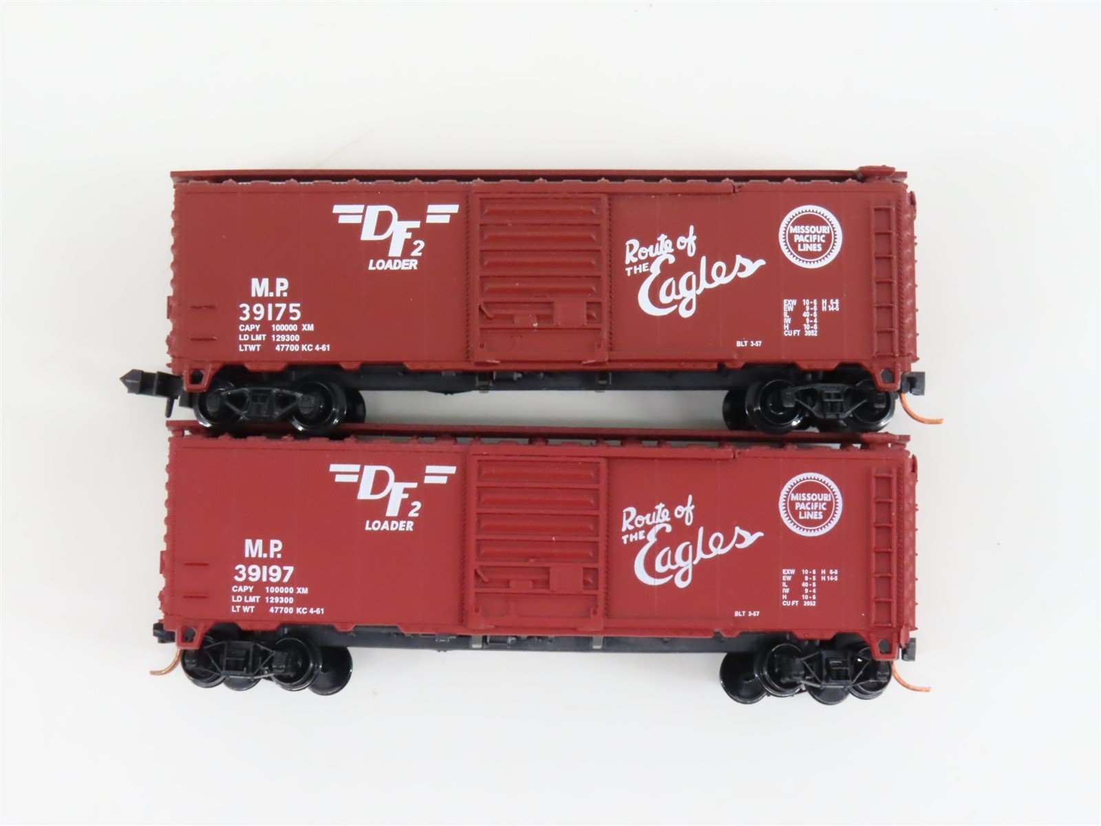 LOT of 2 N Scale Atlas MP Missouri Pacific Lines Eagles Single Door Box Cars