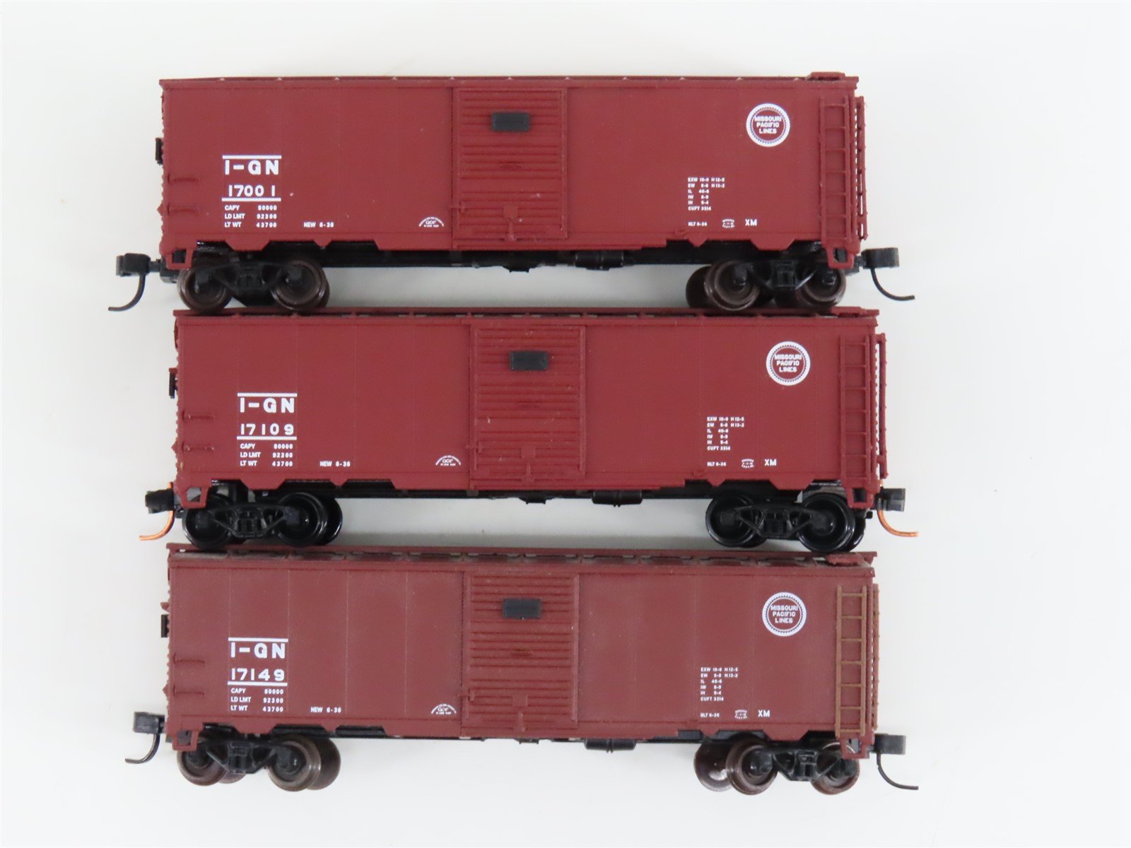 LOT of 3 N Scale Atlas I-GN MP Missouri Pacific Lines Single Door Box Cars