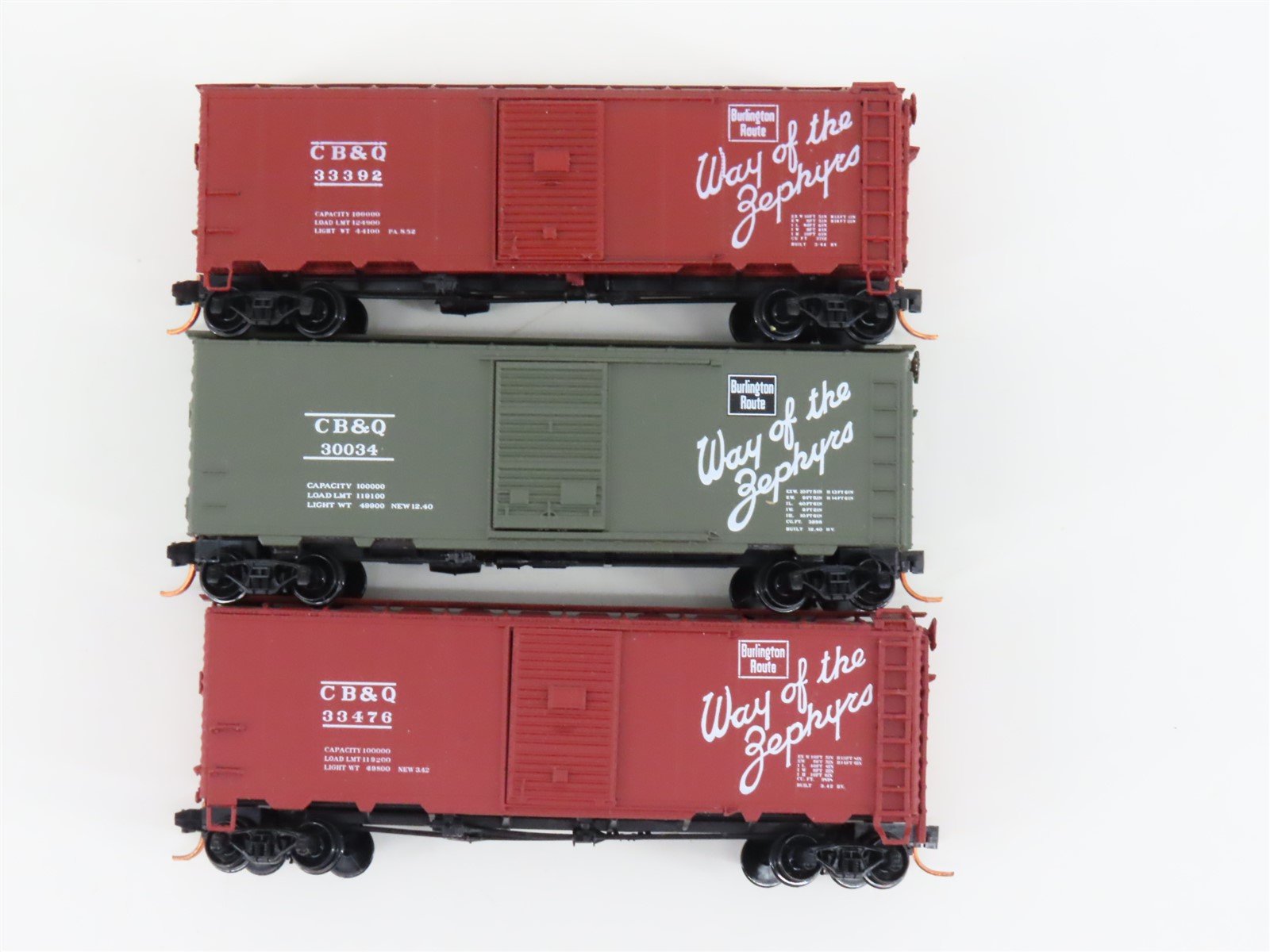 LOT of 3 N Scale Micro-Trains MTL, BLW, & InterMountain CB&Q Burlington Box Cars