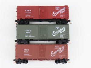 LOT of 3 N Micro-Trains MTL, BLW, & Deluxe Innovations CB&Q Burlington Box Cars