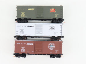 LOT of 3 N Scale Micro-Trains MTL RI Rock Island Route of the Rockets Box Cars
