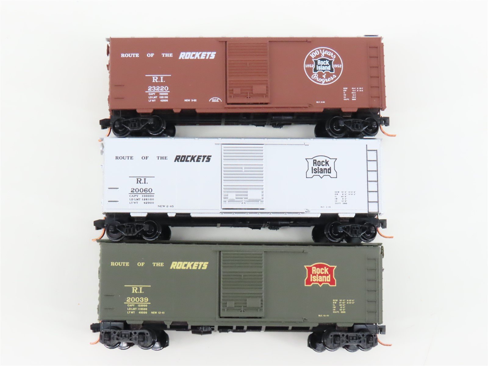 LOT of 3 N Scale Micro-Trains MTL RI Rock Island Route of the Rockets Box Car