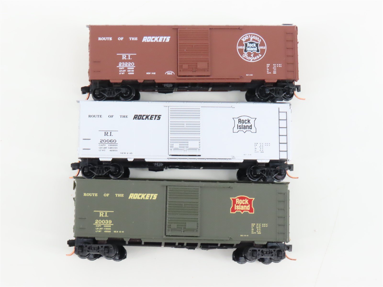 LOT of 3 N Scale Micro-Trains MTL RI Rock Island Route of the Rockets Box Car
