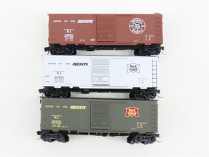 LOT of 3 N Scale Micro-Trains MTL RI Rock Island Route of the Rockets Box Car