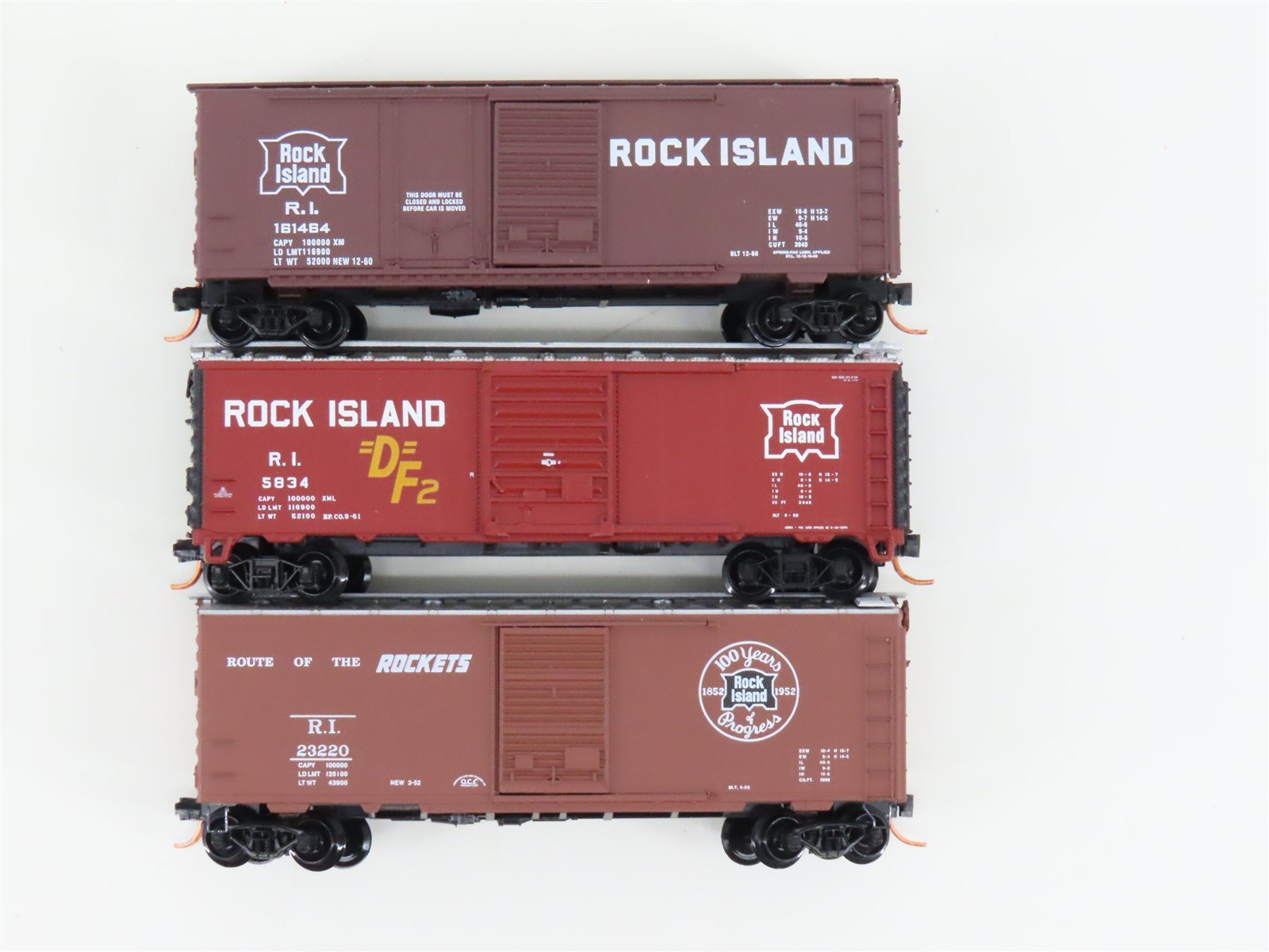 LOT of 3 N Scale Atlas & Micro-Trains MTL RI Rock Island Railroad Box Cars