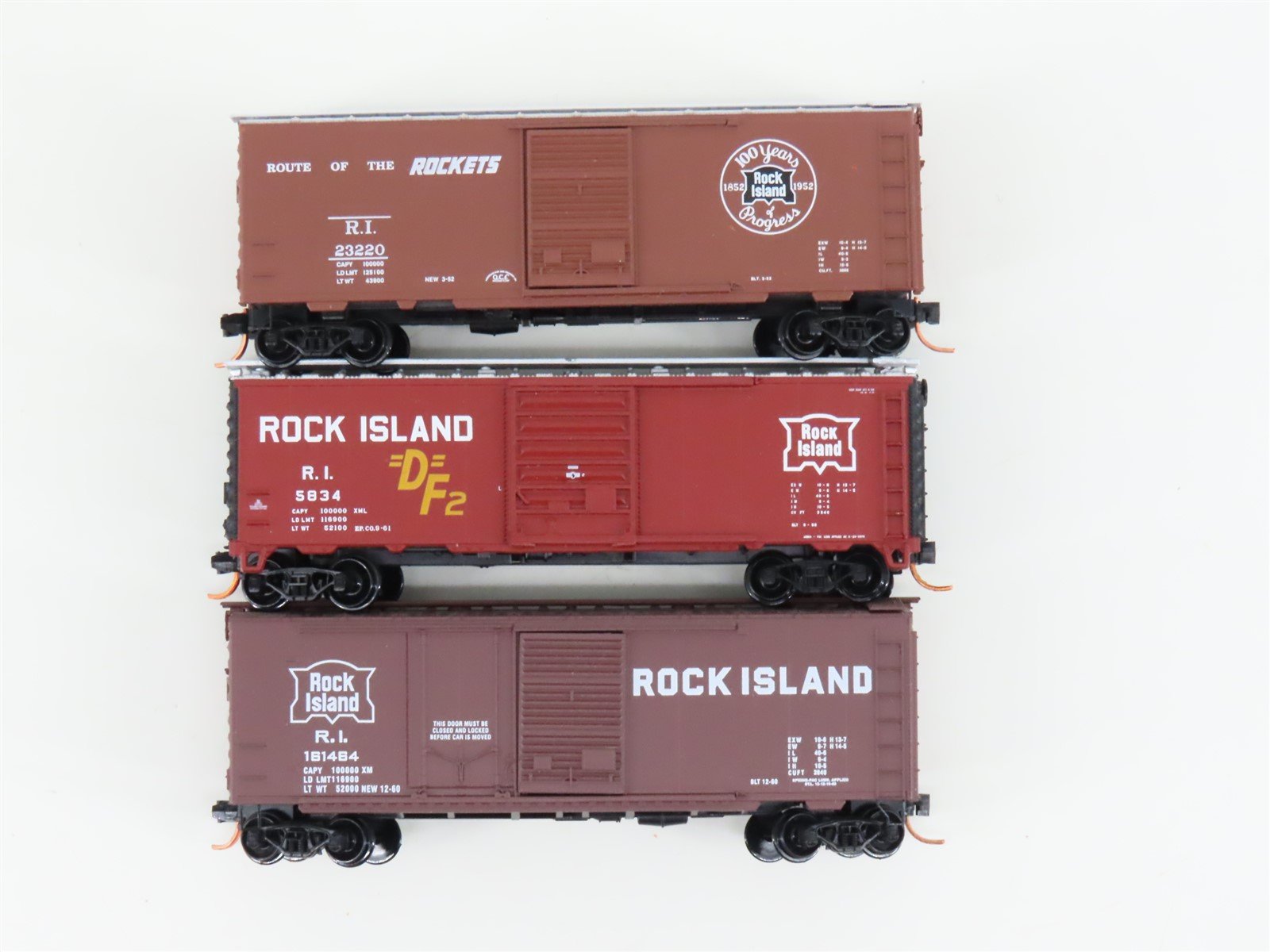 LOT of 3 N Scale Atlas & Micro-Trains MTL RI Rock Island Railroad Box Cars