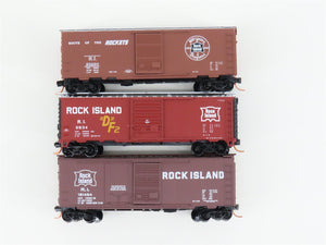 LOT of 3 N Scale Atlas & Micro-Trains MTL RI Rock Island Railroad Box Cars