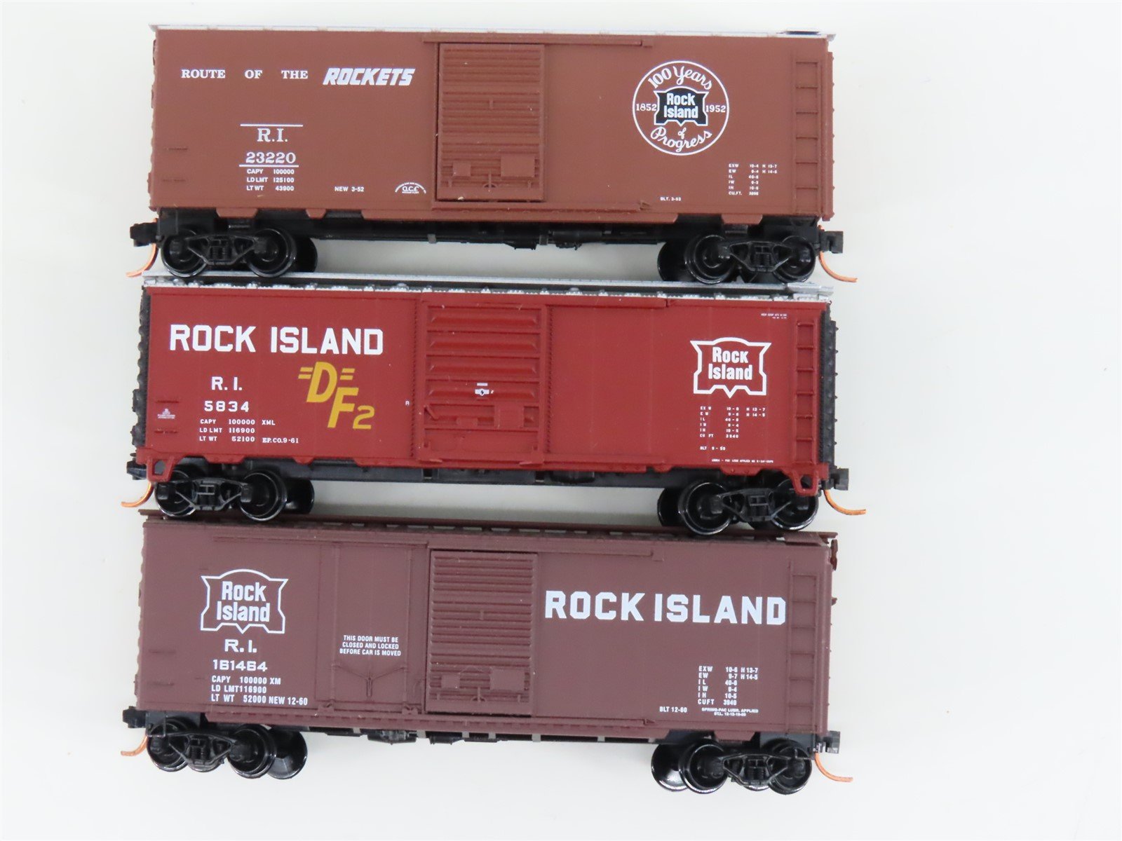 LOT of 3 N Scale Atlas & Micro-Trains MTL RI Rock Island Railroad Box Cars