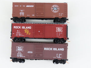 LOT of 3 N Scale Atlas & Micro-Trains MTL RI Rock Island Railroad Box Cars