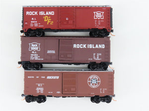 LOT of 3 N Scale Atlas & Micro-Trains MTL RI Rock Island Railroad Box Cars