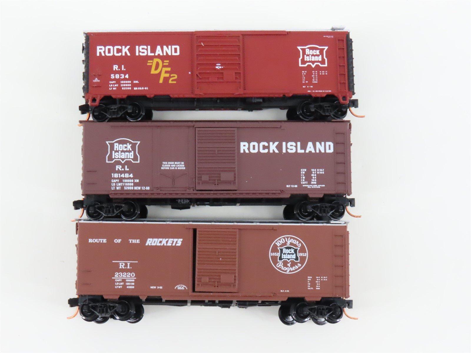 LOT of 3 N Scale Atlas & Micro-Trains MTL RI Rock Island Railroad Box Cars