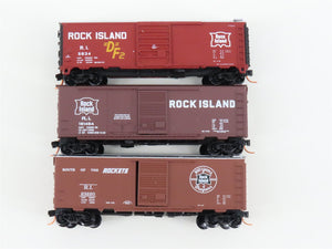 LOT of 3 N Scale Atlas & Micro-Trains MTL RI Rock Island Railroad Box Cars