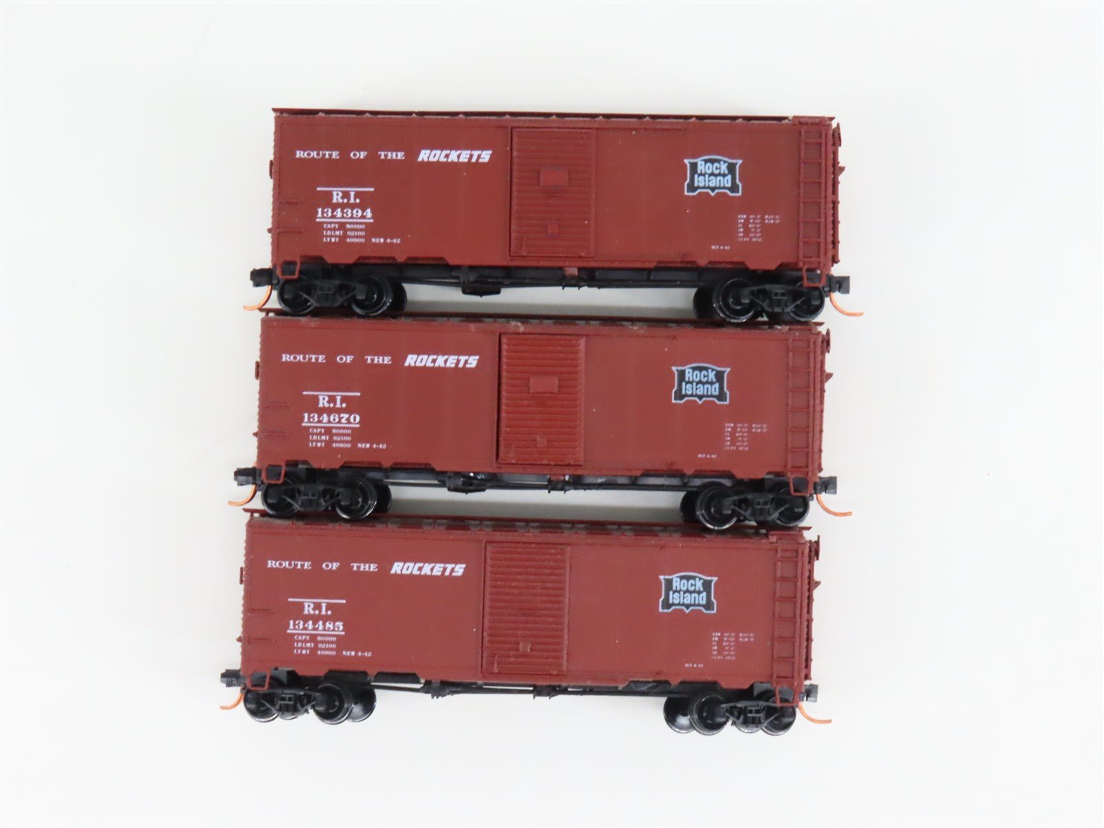 LOT of 3 N Scale Micro-Trains MTL RI Rock Island 40' Boxcars