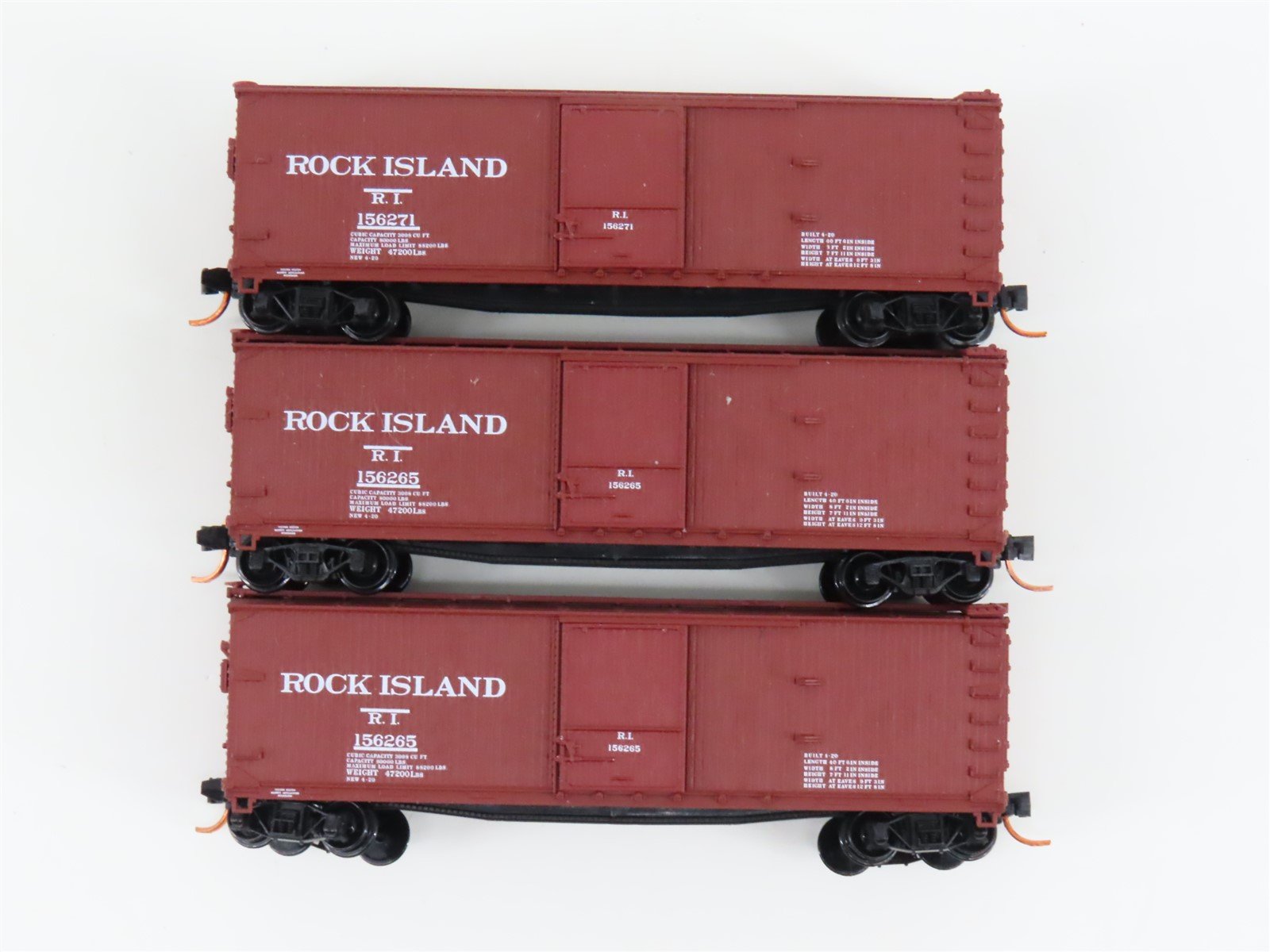 LOT of 3 N Scale Micro-Trains MTL RI Rock Island Woodside 40' Boxcars