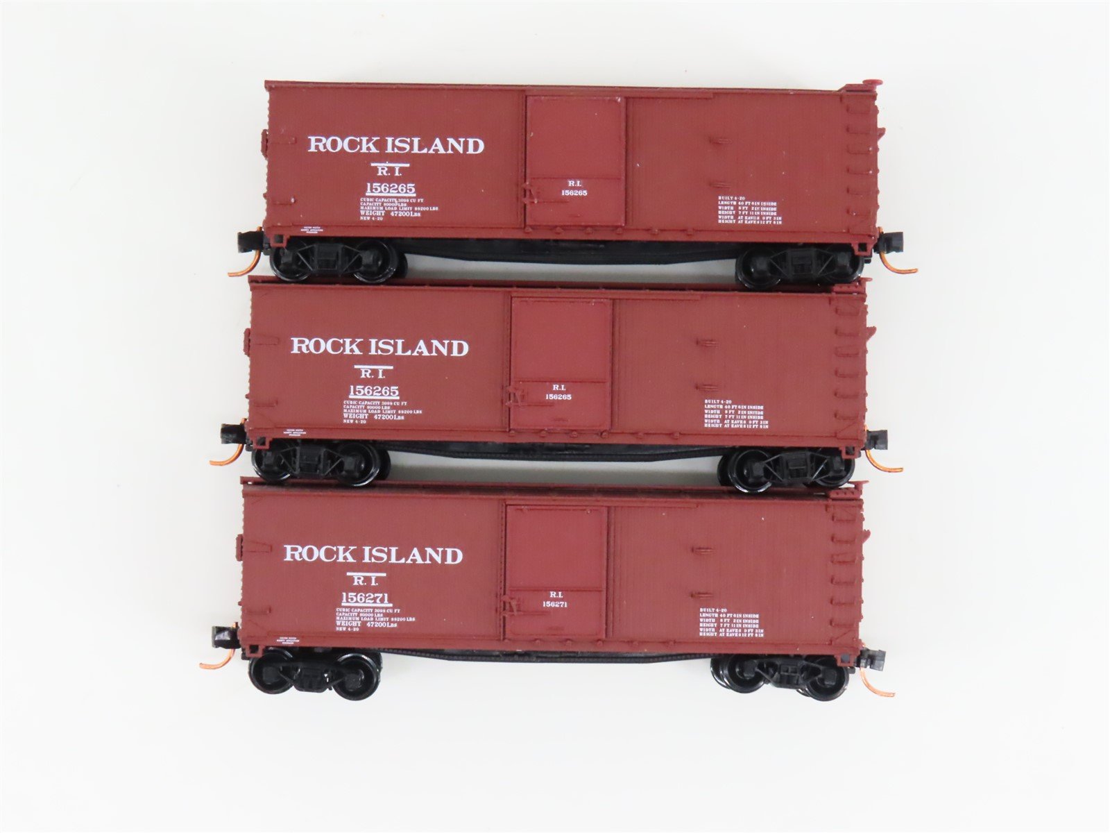 LOT of 3 N Scale Micro-Trains MTL RI Rock Island Woodside 40' Boxcars