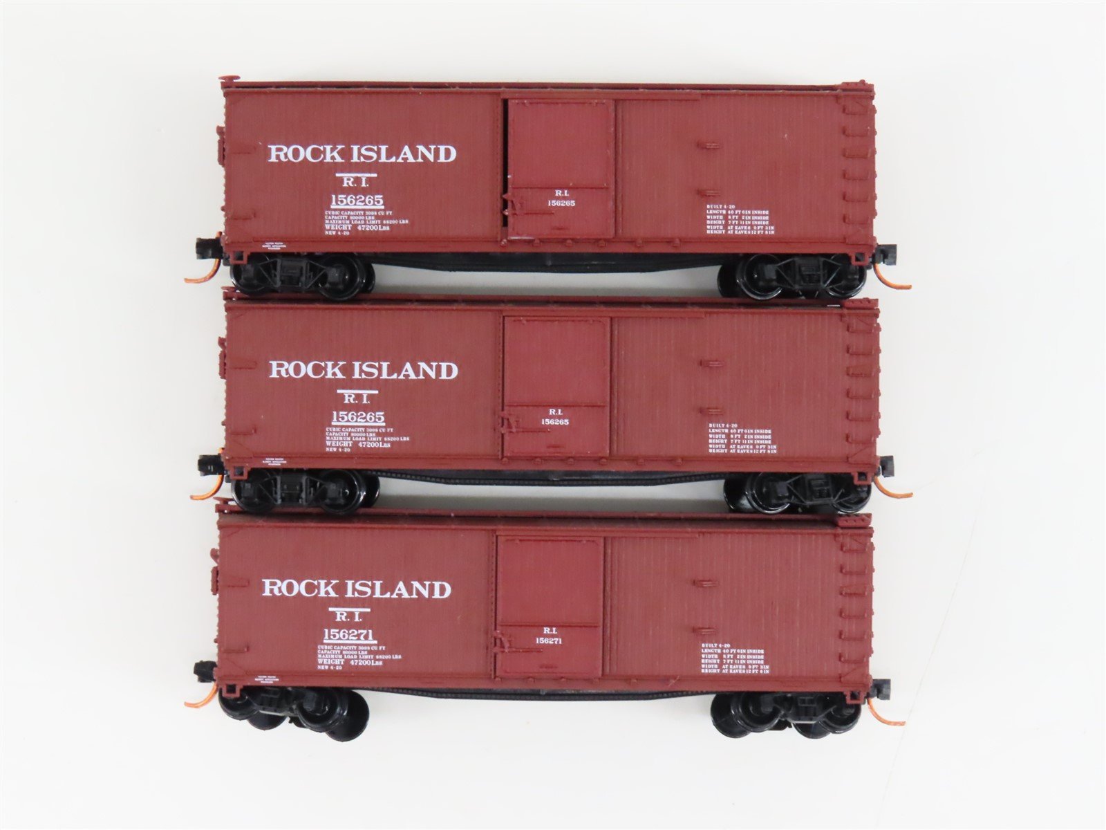 LOT of 3 N Scale Micro-Trains MTL RI Rock Island Woodside 40' Boxcars