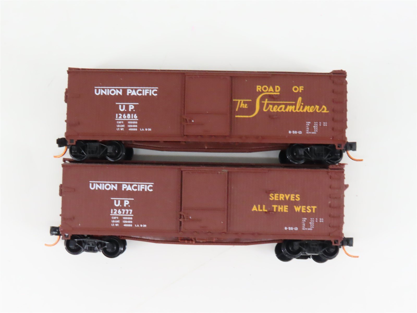 LOT of 2 N Scale Micro-Trains MTL UP Union Pacific Woodside 40' Boxcars