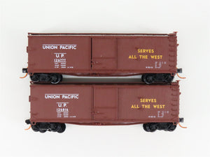 LOT of 2 N Scale Micro-Trains MTL UP Union Pacific Woodside 40' Boxcars