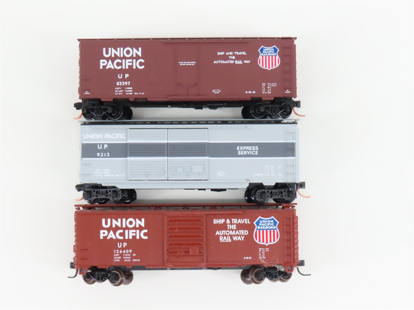 LOT of 3 N Scale Micro-Trains MTL/Atlas UP Union Pacific 40' Boxcars