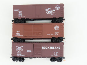 LOT of 3 N Scale Micro-Trains MTL MP/SP/RI Railways 40' Boxcars