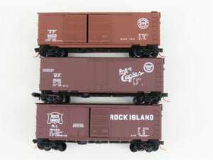 LOT of 3 N Scale Micro-Trains MTL MP/SP/RI Railways 40' Boxcars