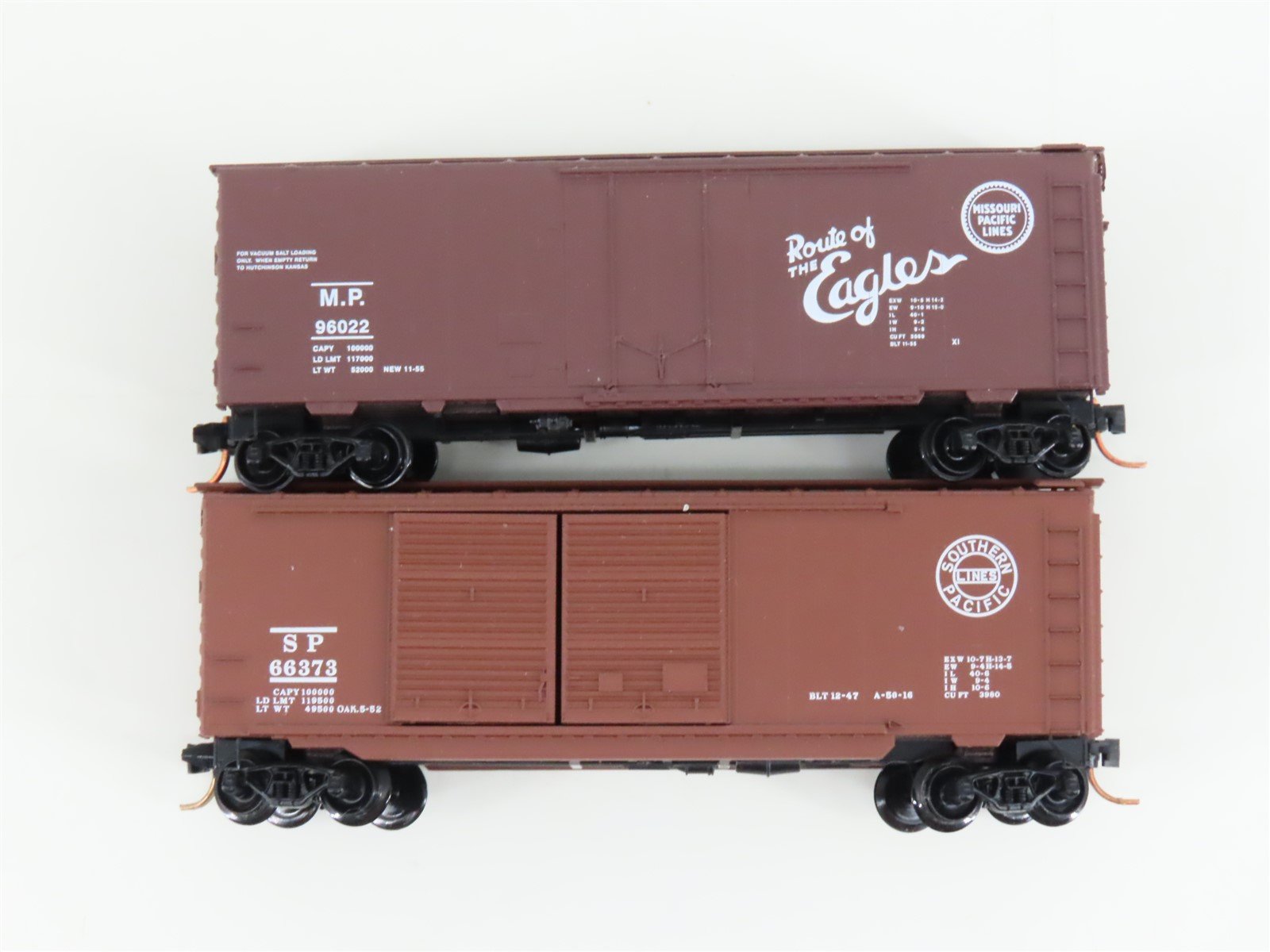 LOT of 2 N Scale Micro-Trains MTL MP/SP Missouri & Southern Pacific 40' Boxcars