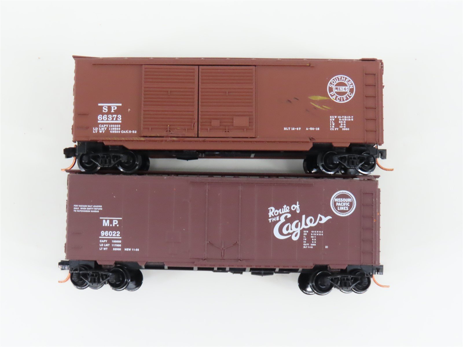 LOT of 2 N Scale Micro-Trains MTL MP/SP Missouri & Southern Pacific 40' Boxcars