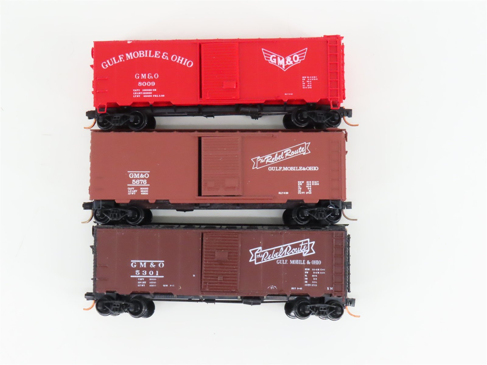 LOT of 3 N Scale Micro-Trains MTL GM&O Gulf Mobile & Ohio 40' Boxcars