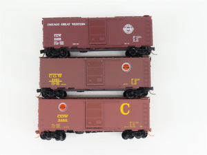 LOT of 3 N Scale Micro-Trains MTL CGW Chicago Great Western 40' Boxcars
