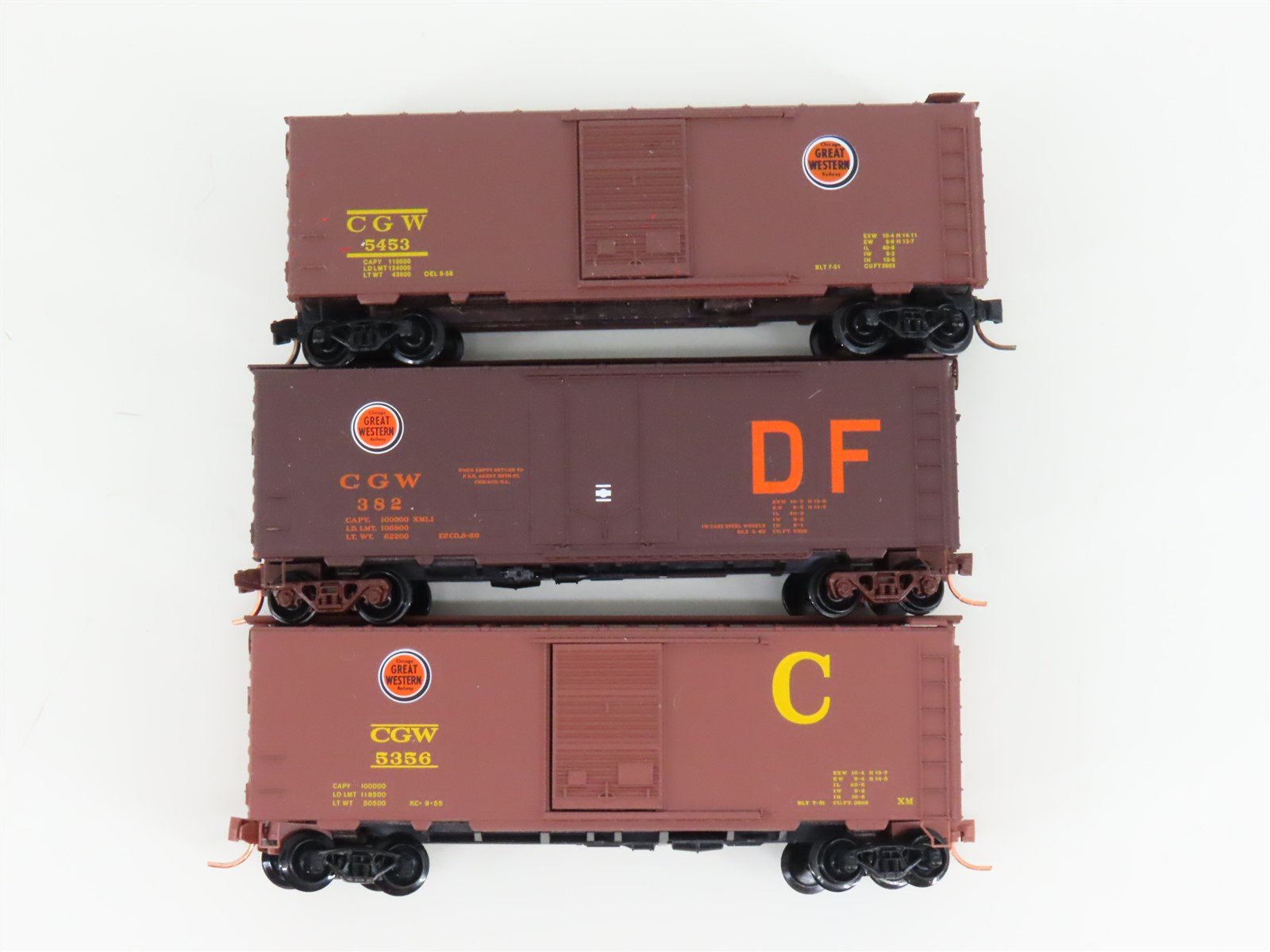 LOT of 3 N Scale Micro-Trains MTL CGW Chicago Great Western 40' Boxcars