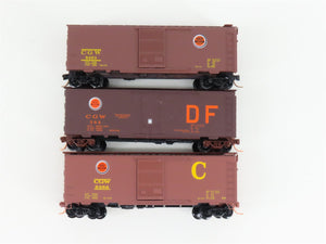 LOT of 3 N Scale Micro-Trains MTL CGW Chicago Great Western 40' Boxcars