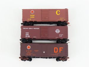 LOT of 3 N Scale Micro-Trains MTL CGW Chicago Great Western 40' Boxcars