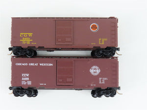 LOT of 2 N Scale Kadee Micro-Trains MTL CGW Chicago Great Western Box Cars