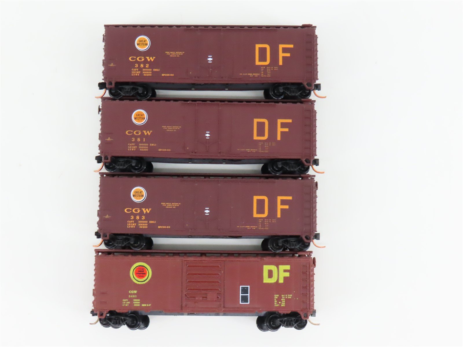 LOT of 4 N Scale Atlas CGW Chicago Great Western Railway Single Door Box Cars