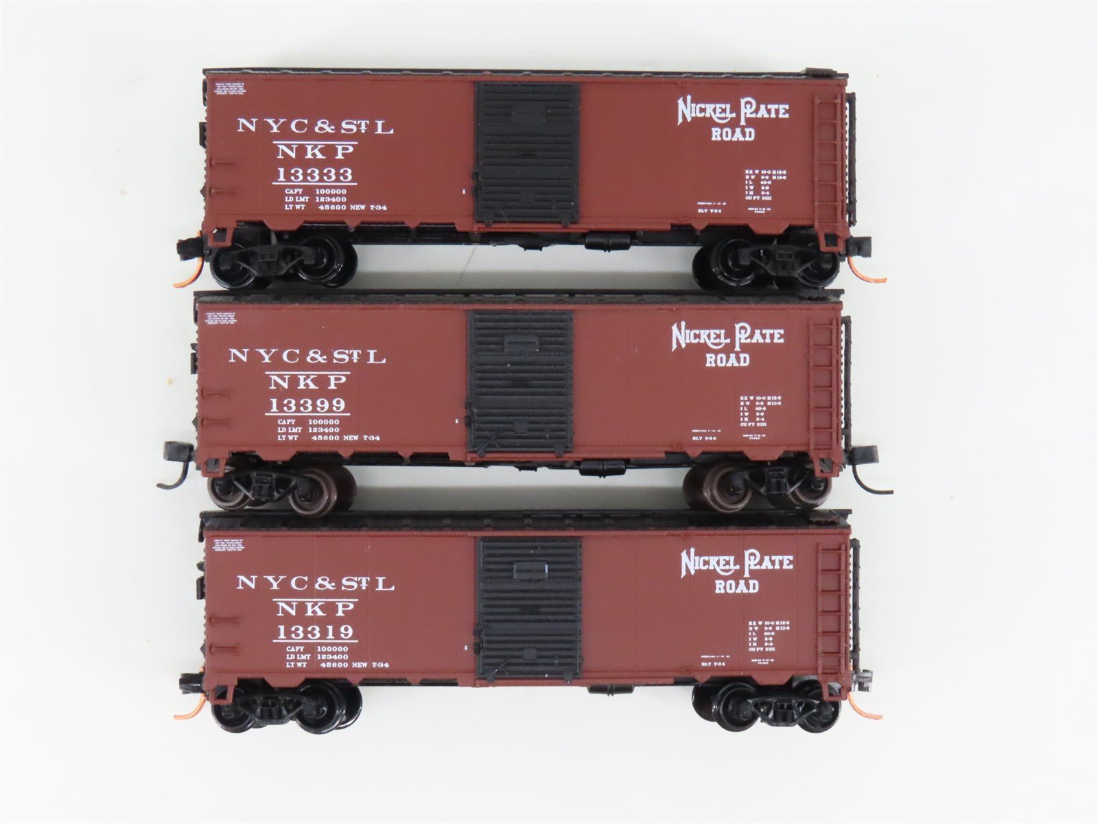 LOT of 3 N Scale Atlas NYC&STL NKP Nickel Plate Road Single Door Box Cars