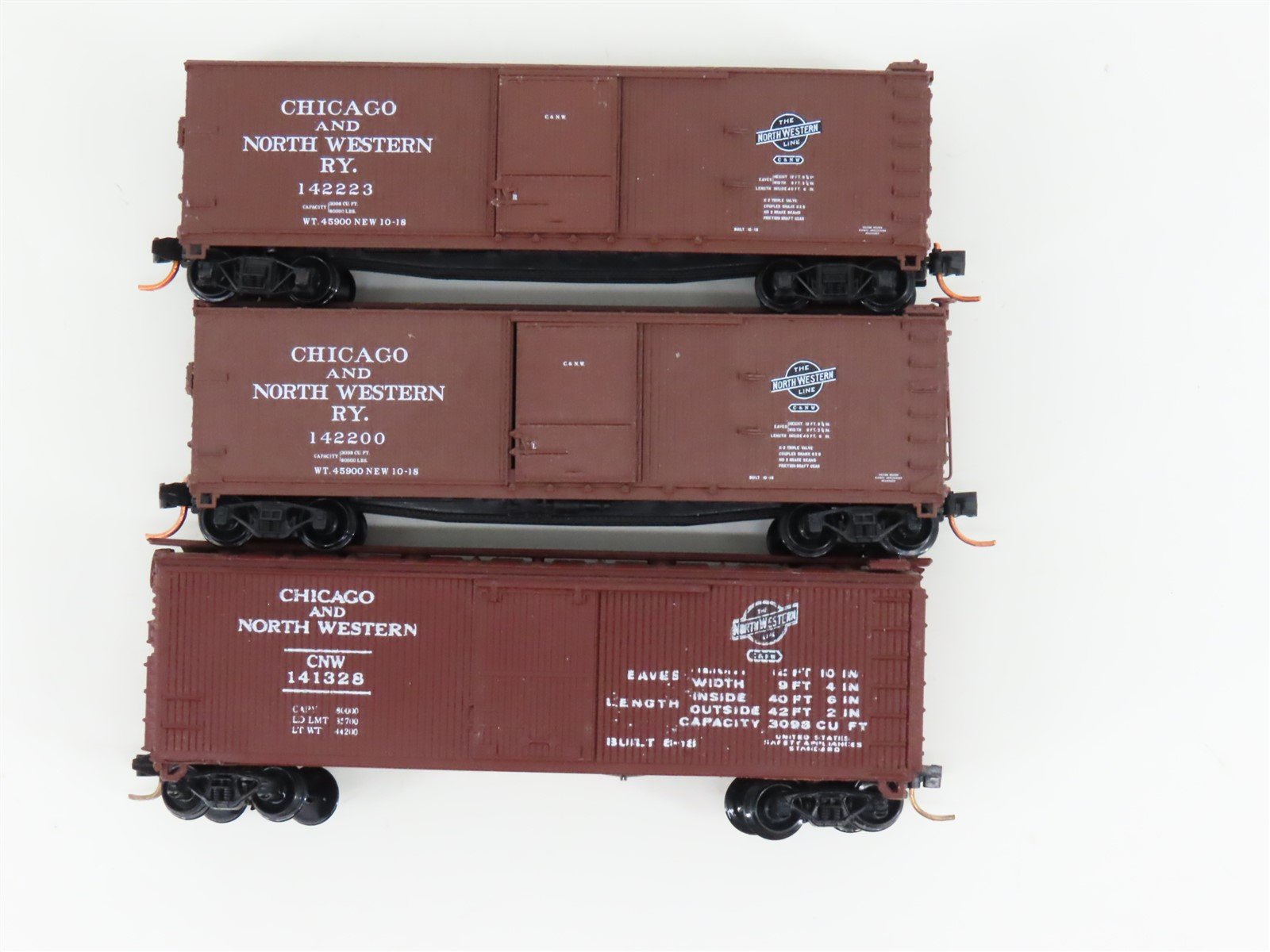 LOT of 3 N Scale Atlas & Con-Cor CNW Chicago North Western Single Door Box Cars
