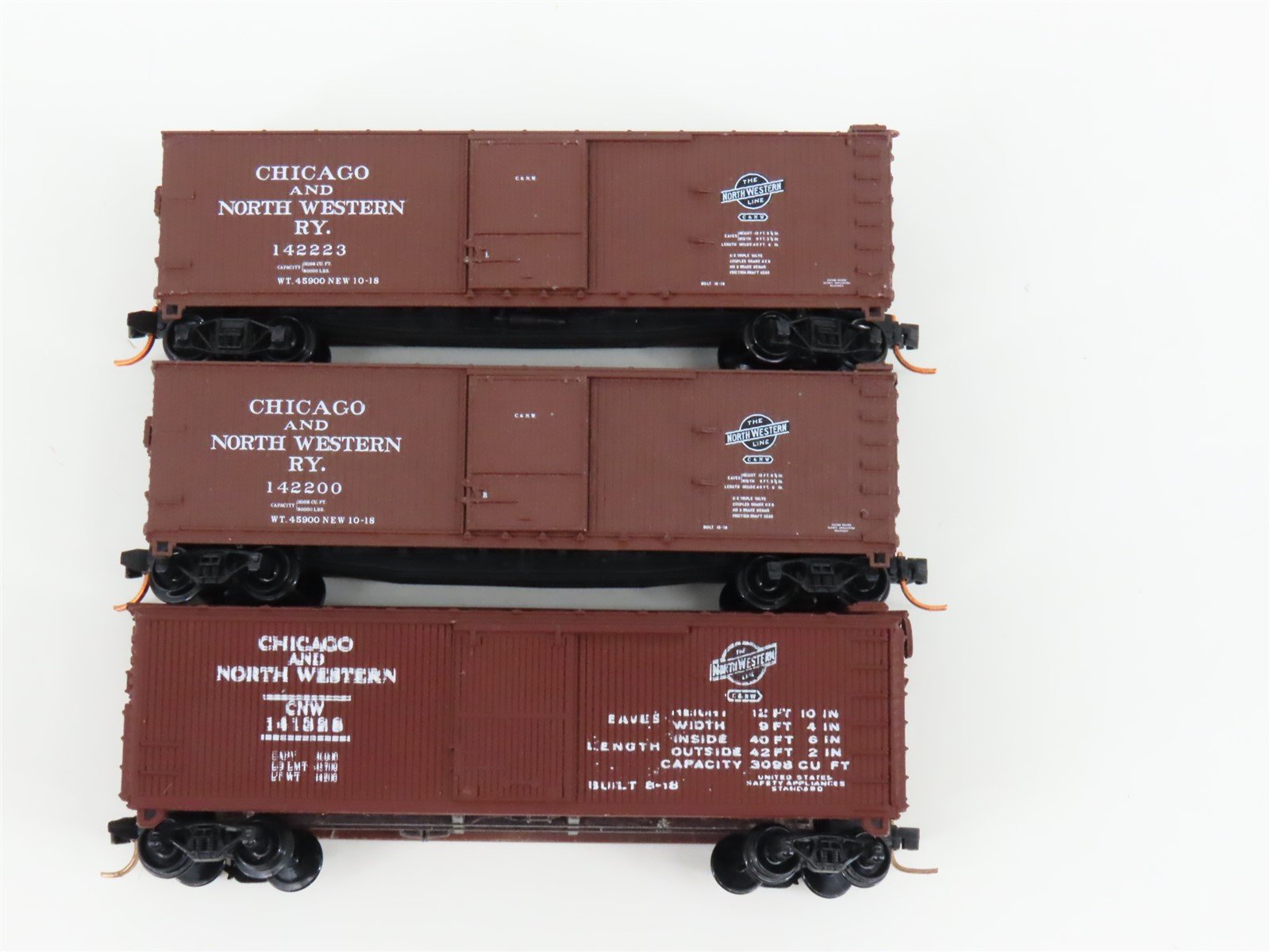LOT of 3 N Scale Atlas & Con-Cor CNW Chicago North Western Single Door Box Cars