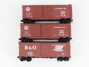 LOT of 3 N Scale Micro-Trains MTL B&O Baltimore & Ohio Railroad Box Cars