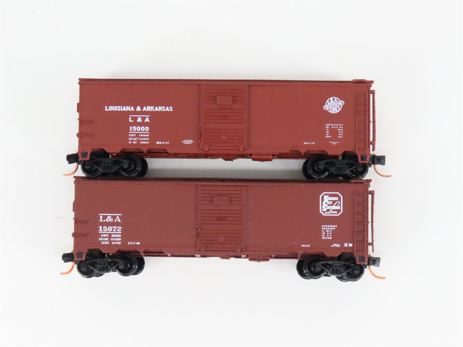 LOT of 2 N Scale Atlas L&A Louisiana & Arkansas Railroad Single Door Box Cars