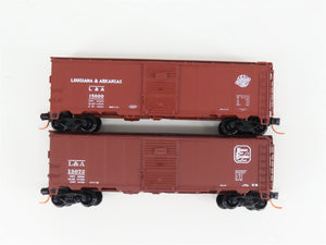 LOT of 2 N Scale Atlas L&A Louisiana & Arkansas Railroad Single Door Box Cars
